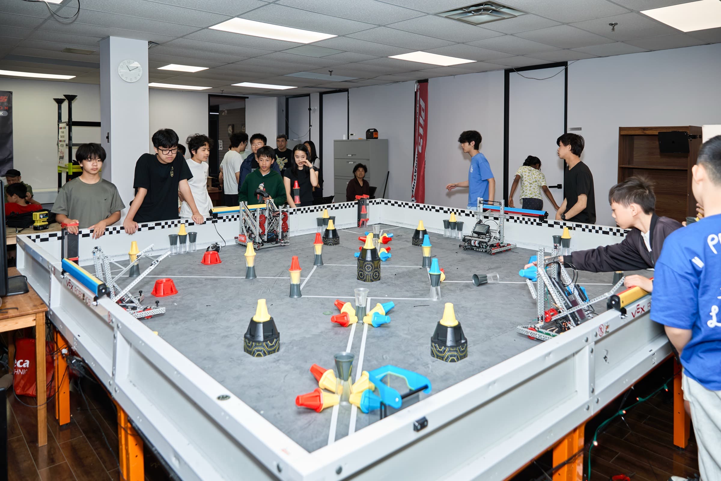 Silver Owl teams running a V5RC scrimmage on the lab field